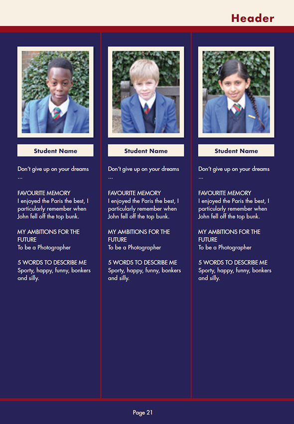 Triple - Navy Blue + Burgundy - Ivory School Yearbook